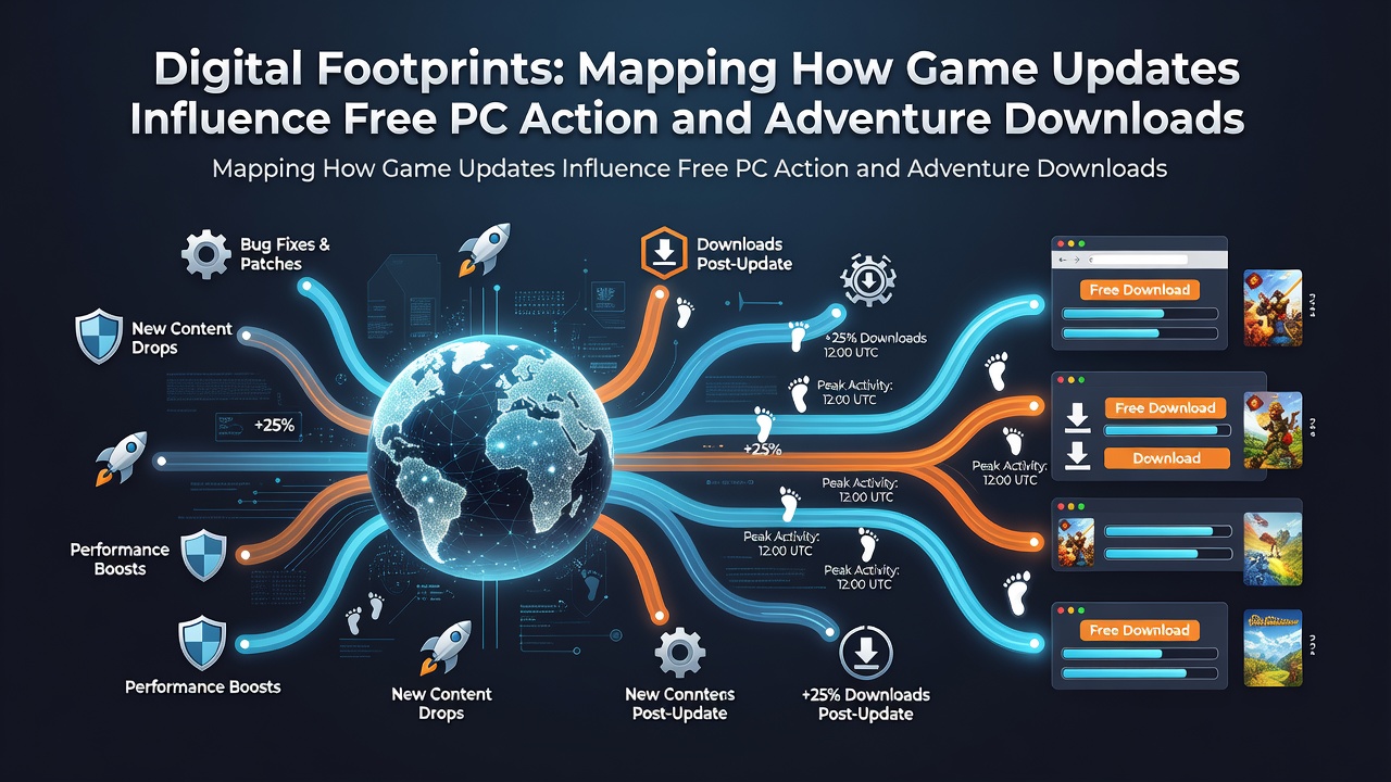 Chart illustrating correlation between patch releases and download volumes on major PC gaming platforms
