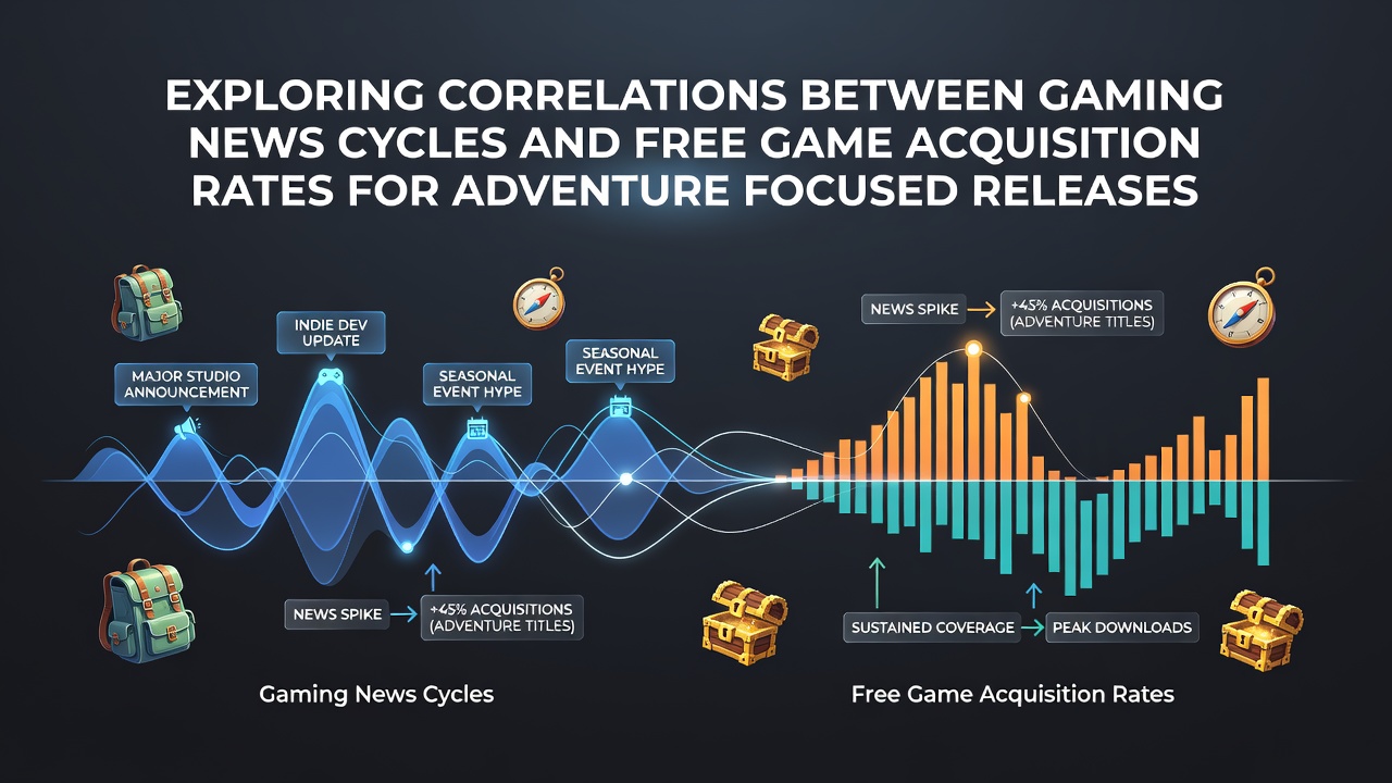 Chart showing gaming news spikes alongside free adventure game download trends over several months