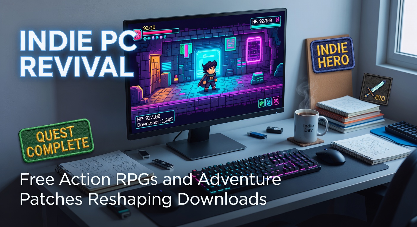 Vibrant screenshot from a free indie action RPG, featuring fast-paced combat in a pixel-art fantasy world