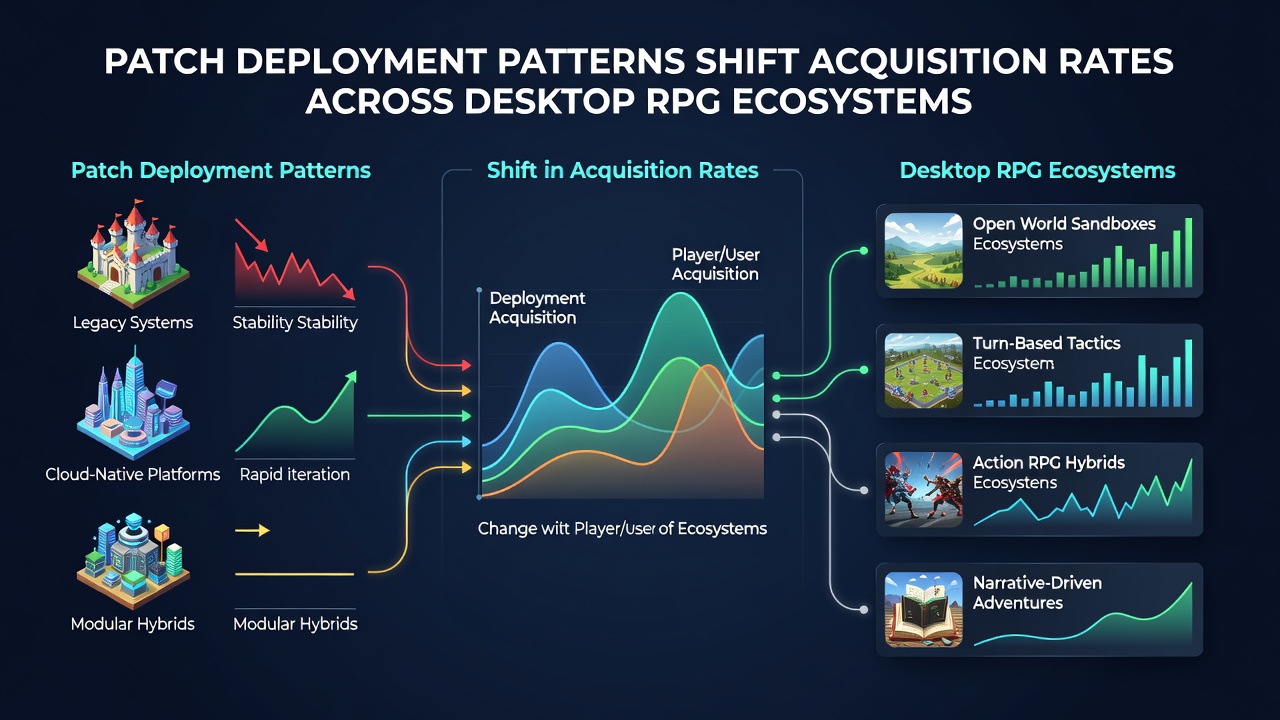 Graphs and charts illustrating acquisition rate fluctuations following major RPG patch releases on desktop platforms