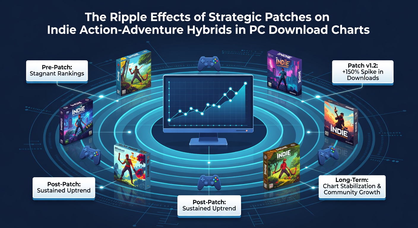 PC download chart graph illustrating upward movement for patched indie action-adventure hybrids during May 2026