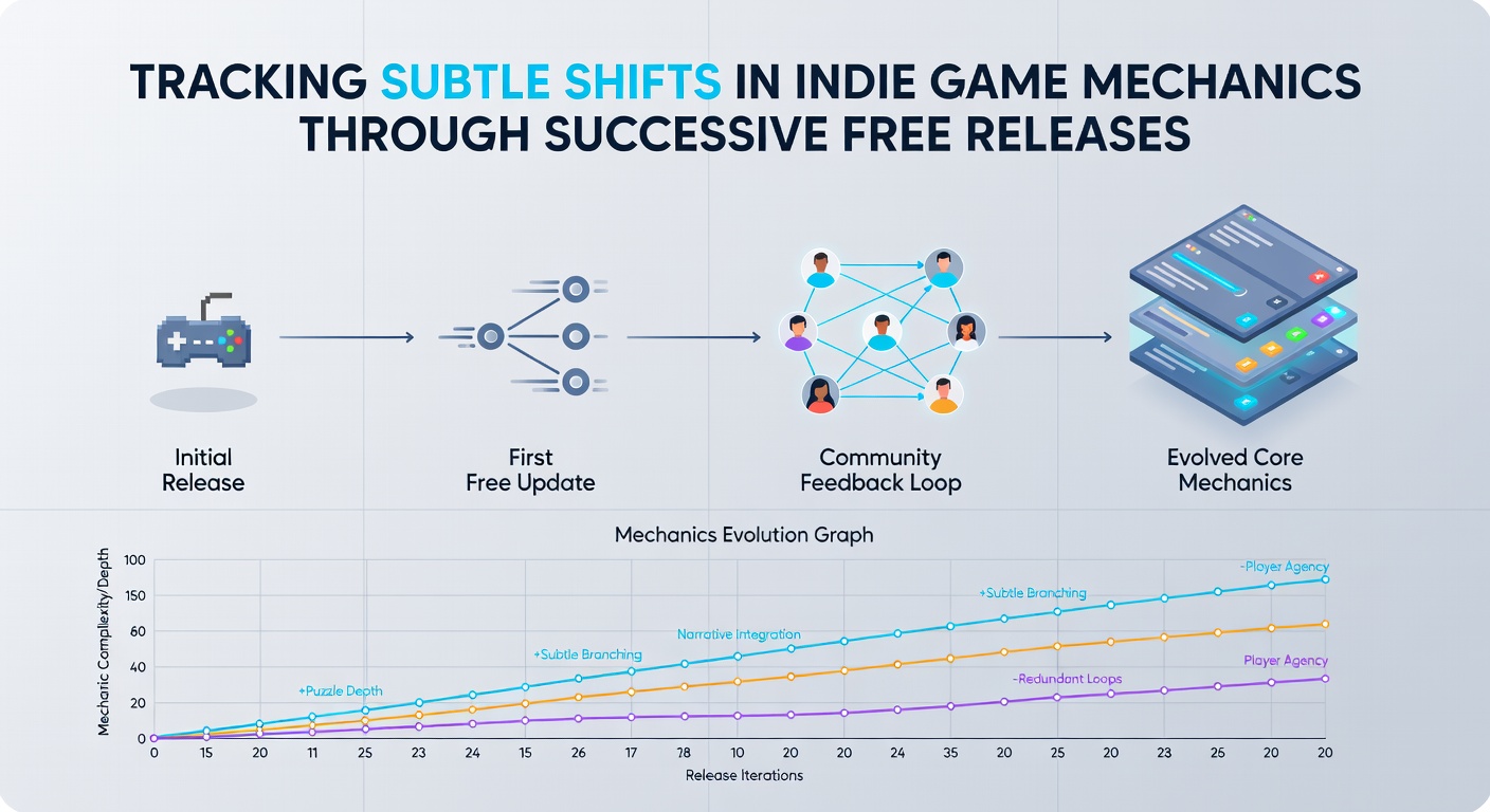 Side-by-side comparison of indie game mechanic iterations across free release versions